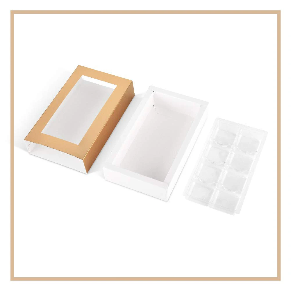 Custom Design Truffle Box Fresh Chocolate Gift Box Packaging Clear Window Sleeves Candy Sweet Gift Paper Box With Insert