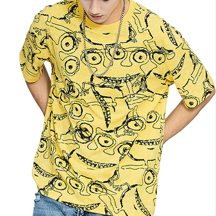 Custom Logo High Quality All Over Print Oversize T Shirt 100% Cotton Loose Casual Street Wear Hip Hop Unisex T Shirt For Men