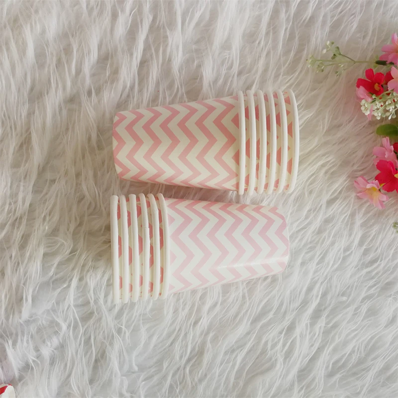 Factory direct sales Disposable Tableware Sets Paper Cups 250ml Strip Paper Cups for Party Water Juice Cola Drinking