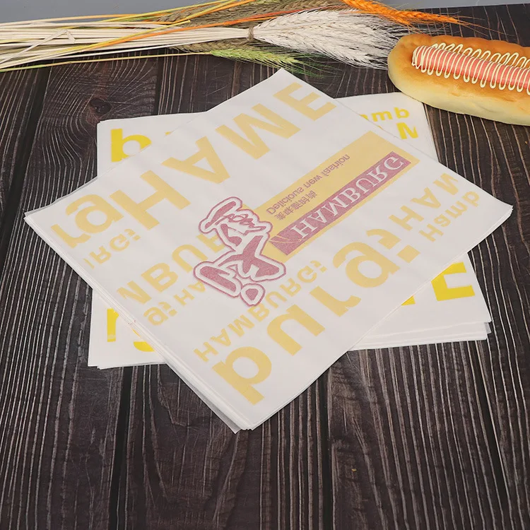 Wholesale Custom Printed Food Grade 38gsm 40gsm Greaseproof Bakery Sandwich Butter Wax Coated Burger Wrapping Paper