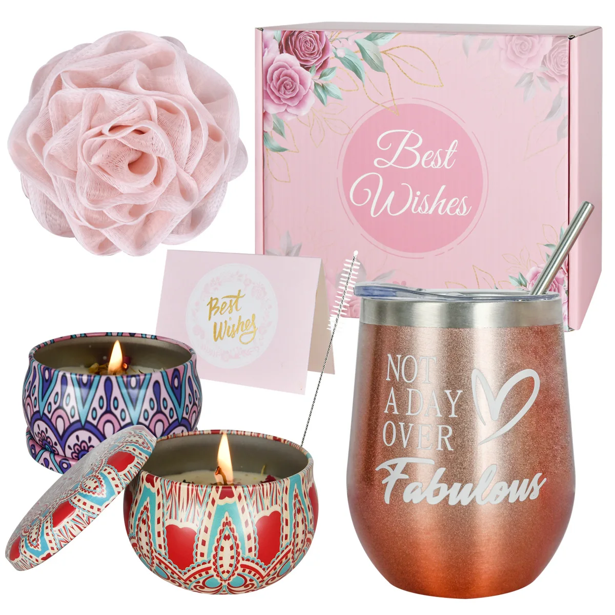 Wholesale Spa Gift Baskets Vacuum cup Candle Gift set Thank You Relaxing Self Care Get Well Soon Women Holiday Gift Set