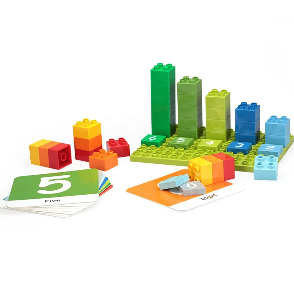 56 pcs numbers counting 10 cards game building Blocks Toys baby toy block diy toys for Kids