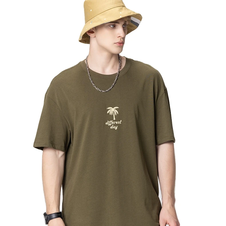 2022 Fashion new design tee shirts simple coconut embroidered floral tees short sleeve custom logo t-shirt