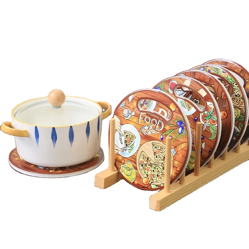 Round decorative printing kitchen table oval placemat ceramic tile trivet hot pot mats & pads with cork