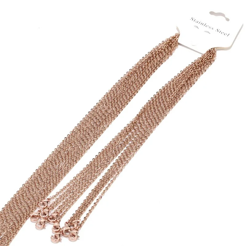 factory wholesale price no tarnish shinny diy jewelry water drip extension chain 1.5mm flat o cable chain bulk necklace