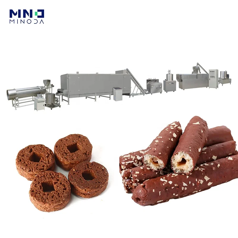 MINODA Customized Stainless Steel Twin Screw Extruder Automatic Snack Puff Making Machine