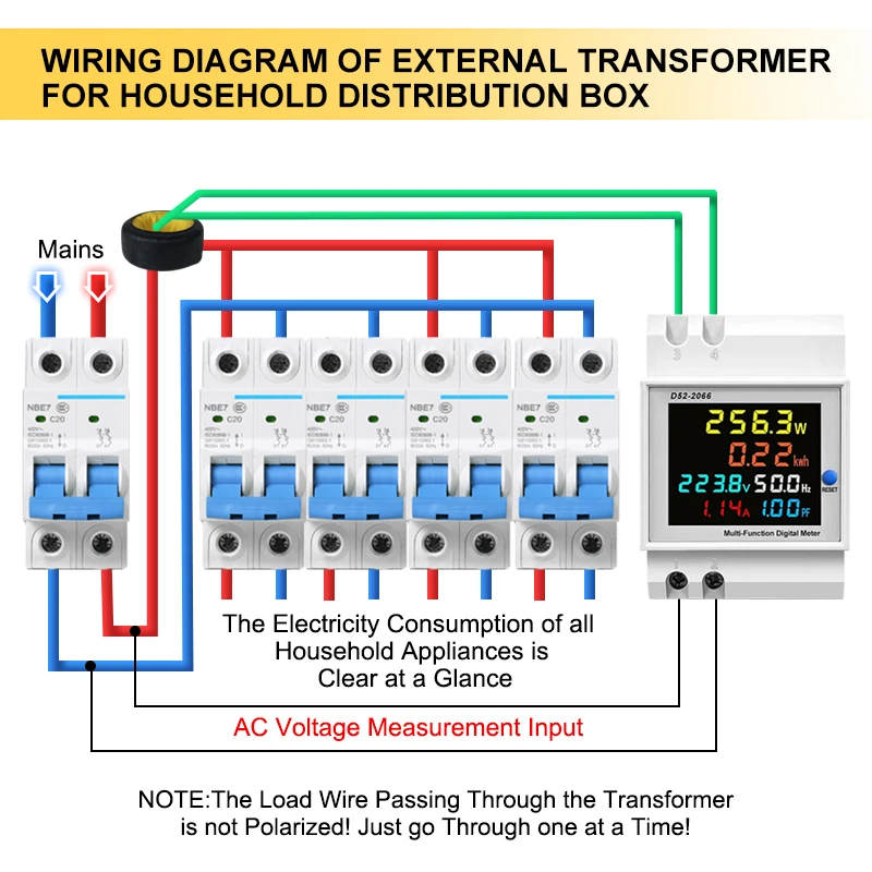 6IN1 din rail AC monitor smart kilowatt-hour meter