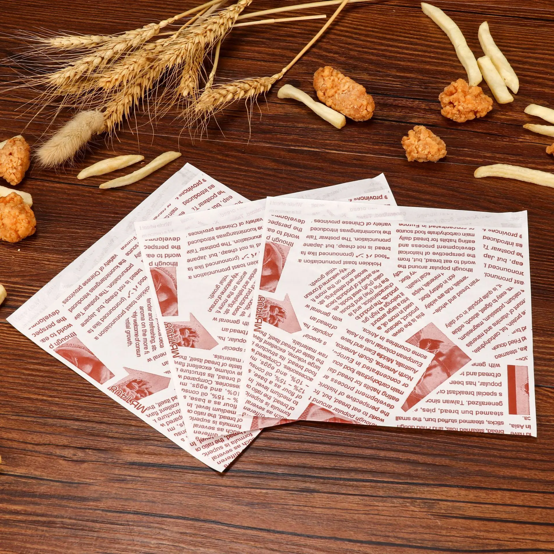 Custom Sandwich Grease Proof Triangle Bag Doughnut Snack L Shaped Double Open Bread Packaging Brown Kraft Paper Cookie