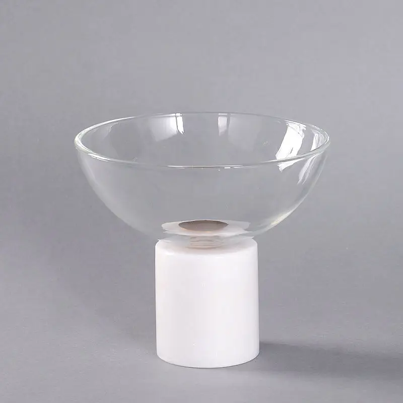 Modern Luxury Home Accessories Candy Decorative Clear Glass Compote Fruit Bowl Office Decor & Accessories with White Marble Base