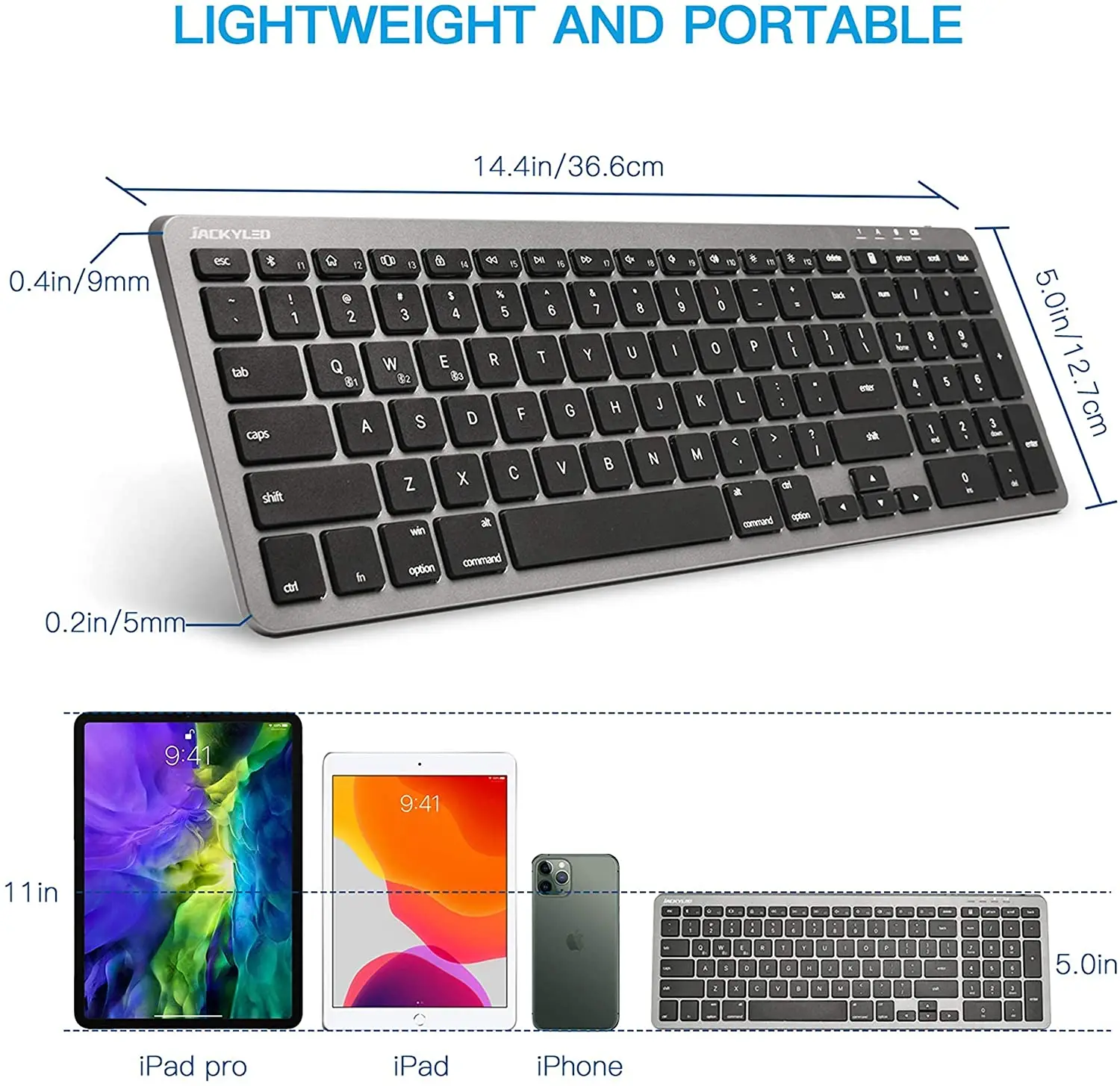 Free Shipping Multi-Device Gray gaming keyboard mouse combos iOS Android Windows Wireless Keyboard