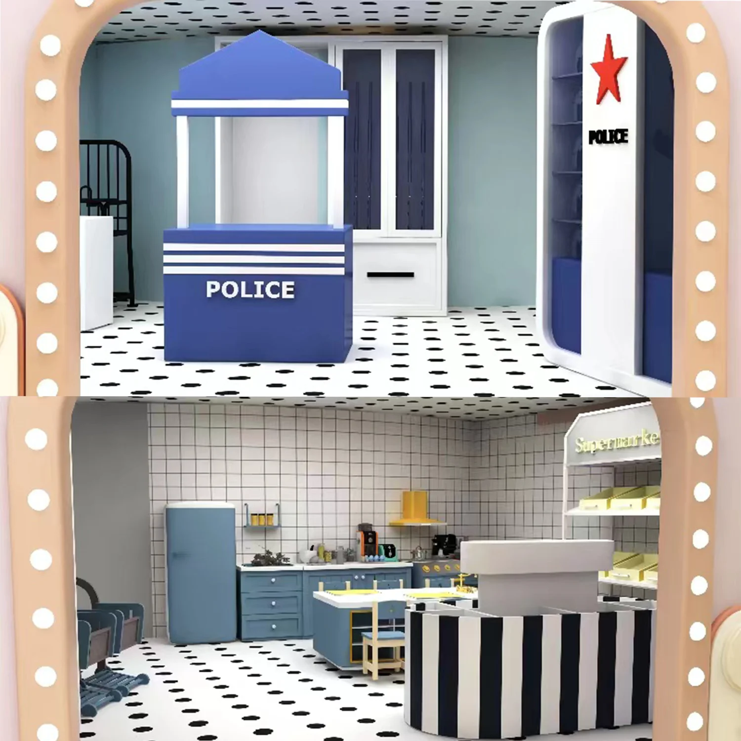 Commercial Soft Play Sets Kids Pretend Playground Indoor Kids Role Play House Indoor Customized Princess Cop Role Play Games