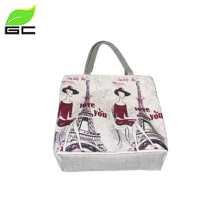 Promotional Customized High Quality Linen Printed Handbag with Own Design