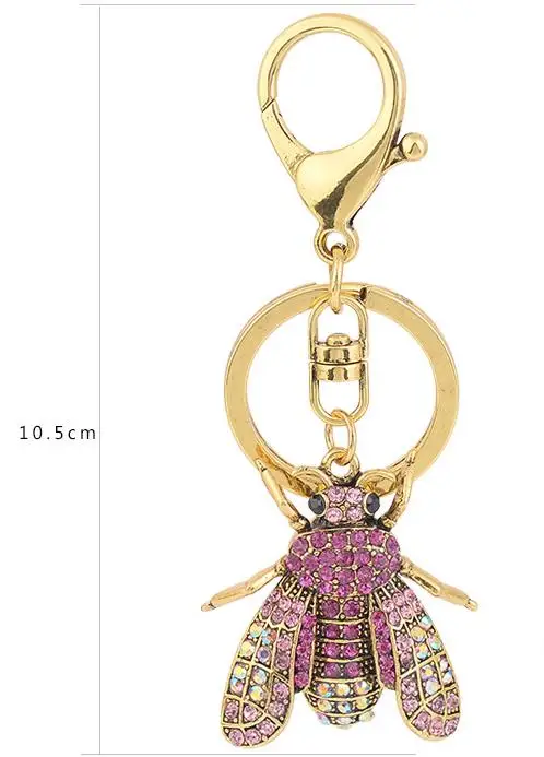 CH4392 Vintage insect key Chains Alloy Rhinestones Key Chain jewelry Wholesale