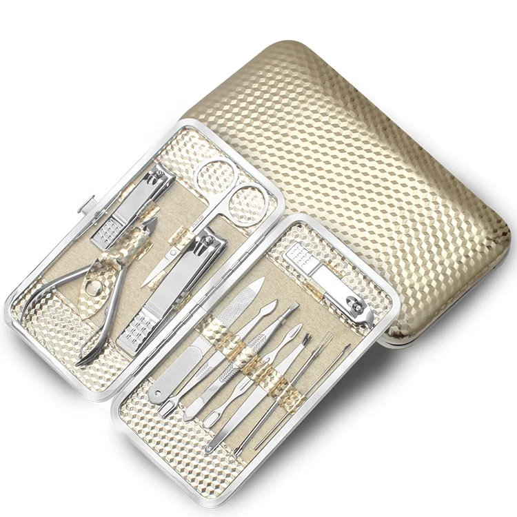 Gold Beauty Care Elegant 12pcs Manicure Pedicure Household Salon Tools Cuticle Exfoliate Nail Set