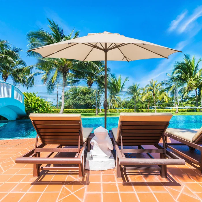 Central Pole Parasols Commerical Street Patio Round Umbrella Factory Direct High Quality Outdoor Beach Umbrella Aluminum