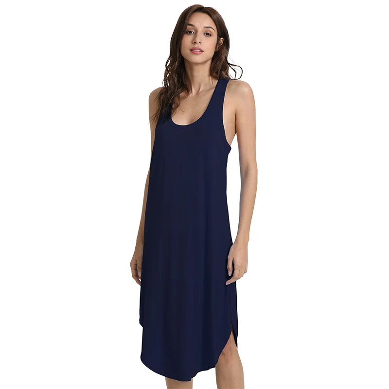 Eco Friendly Sleeveless Racerback Night Shirt Chemise Night Dresses for Woman Breathable Viscose from Bamboo Nightgown