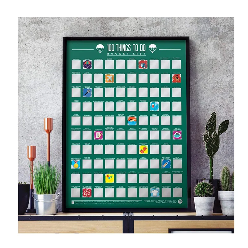 Custom Amazon Hot Sale OEM Premium 100 Movies Scratch Off Bucket List Poster