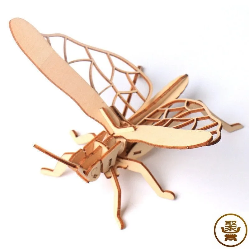 Hot selling High Quality 3 D Innovative Cute Wooden Puzzle and Educational diy toys  Insects Shape Toys for Kids