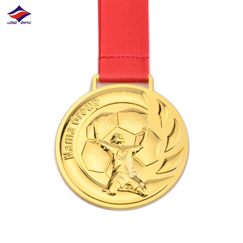 Longzhiyu 17 years metal medals supolier custom football sport medals wholesale antique gold soccer ball medals