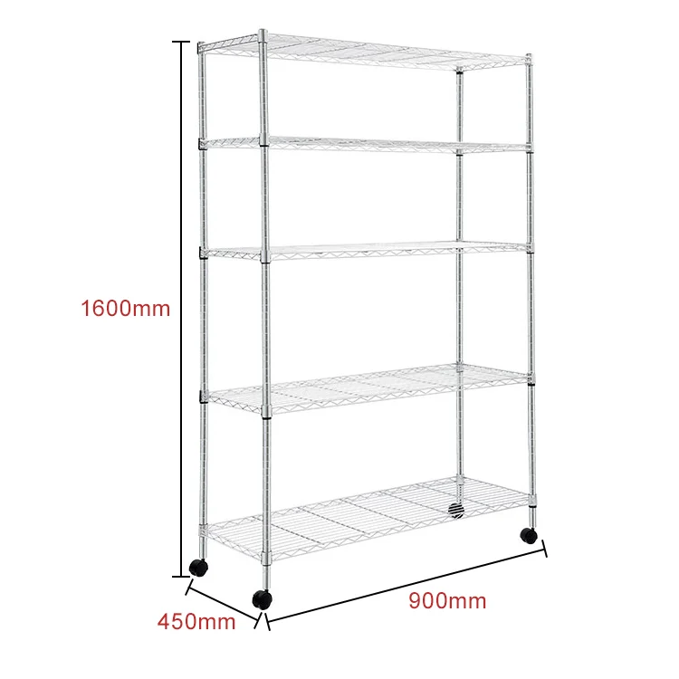 Heavy duty solid sturdy metal rack shelf garage wire shelving  with wheels