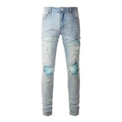 Wholesale 645 Drop shipping bandana  patched Jean Fashion Designer Slim Skinny Denim Men Jeans