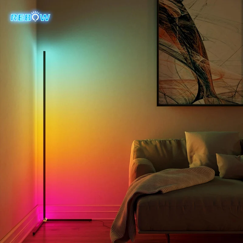  Rebow Прямая поставка декоративный стоячий Штатив для отеля гостиная rgb светодиодная Современная угловая напольная