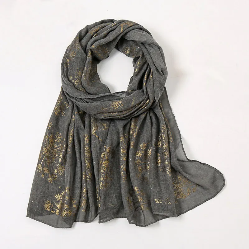 Women New Fashion Soild Color Bronzing Cotton Hijab Scarf Long Soft Scarves Shawls Wholesale Hijabs Muslim