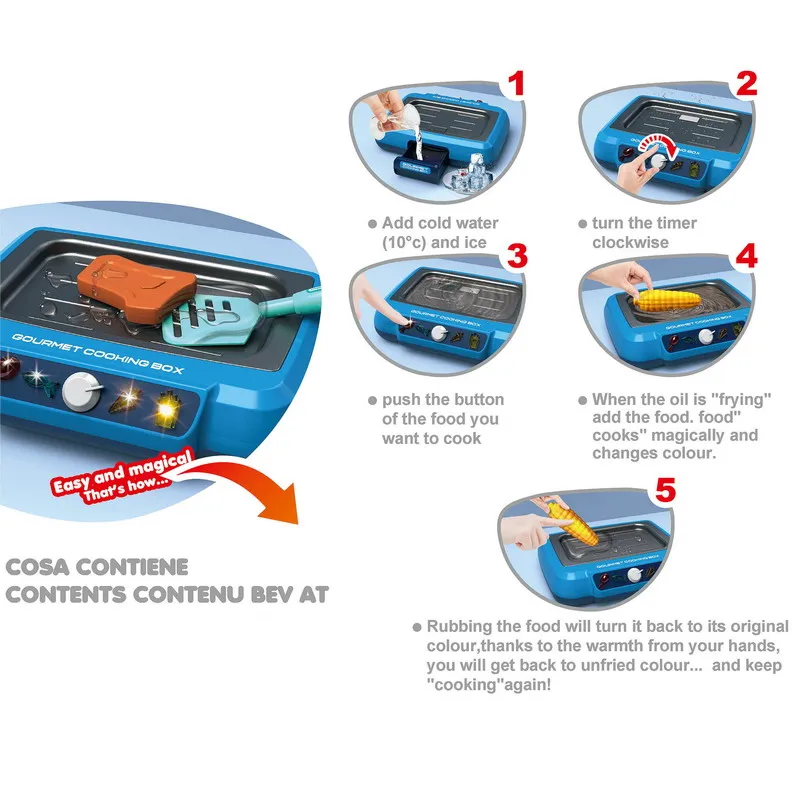 Children Family Game Toy Mini Kitchen Stove Cooking Tools Pretend Play Cooker With Light Food Can Chang Color