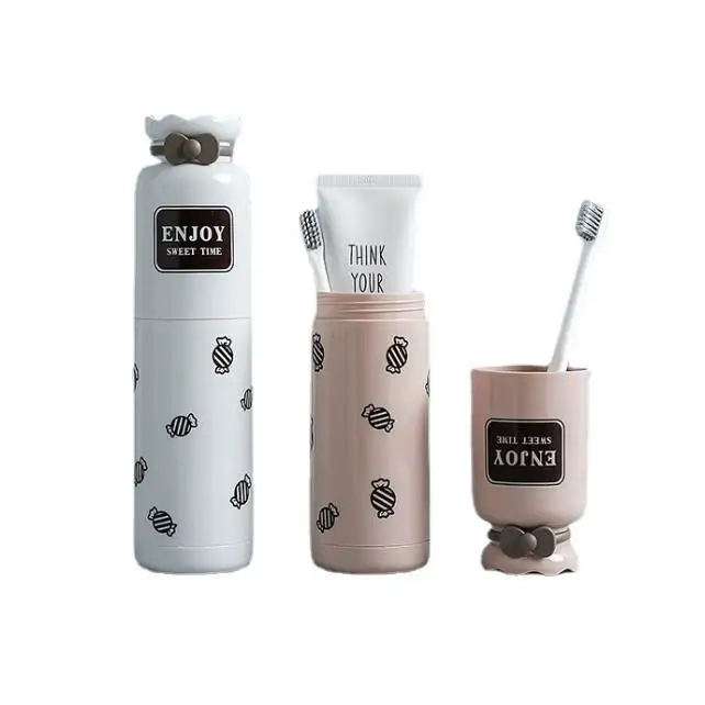 Wholesale Mouthwash Cup Cute Toothpaste Toothbrush Set Box Travel Plastic Portable Toothbrush Cup