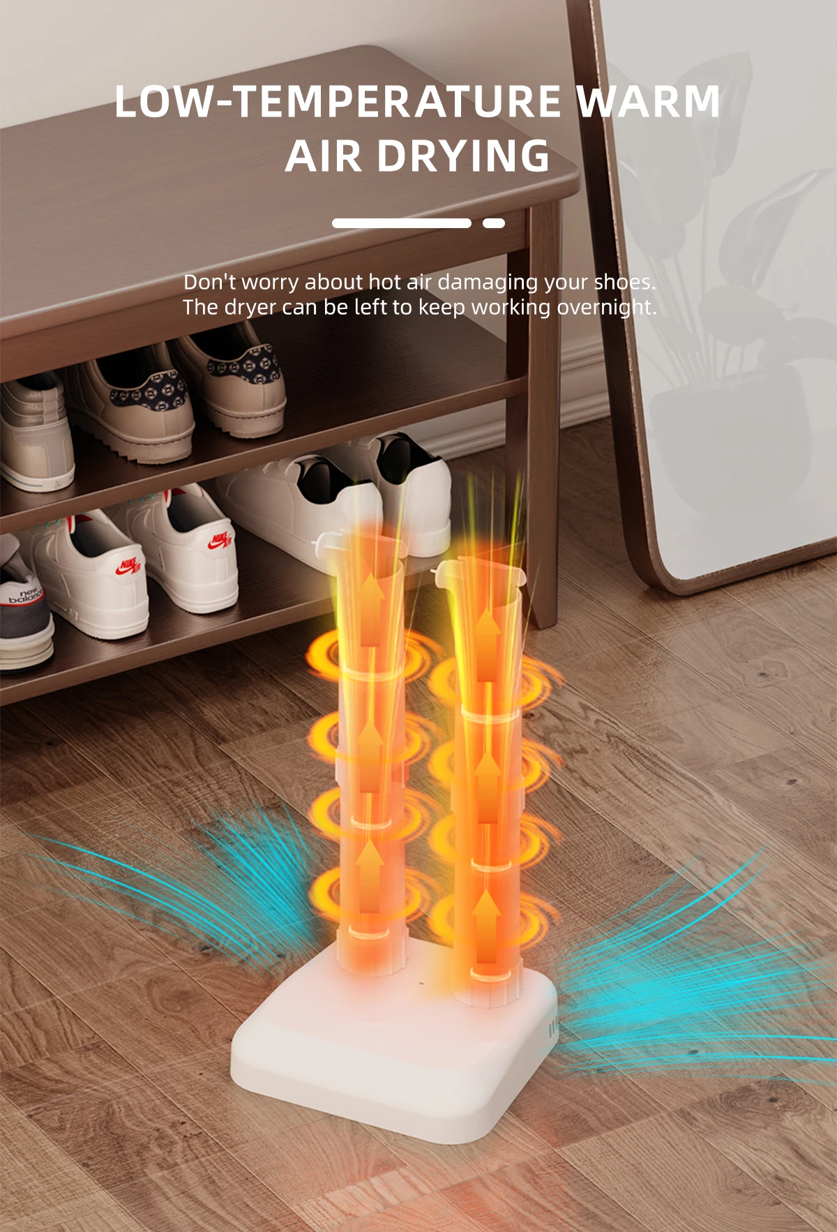 JNUO portable electric shoe deordorizer black and white boot clothes air dryer shoe dryer glove dryer & boot warmer w