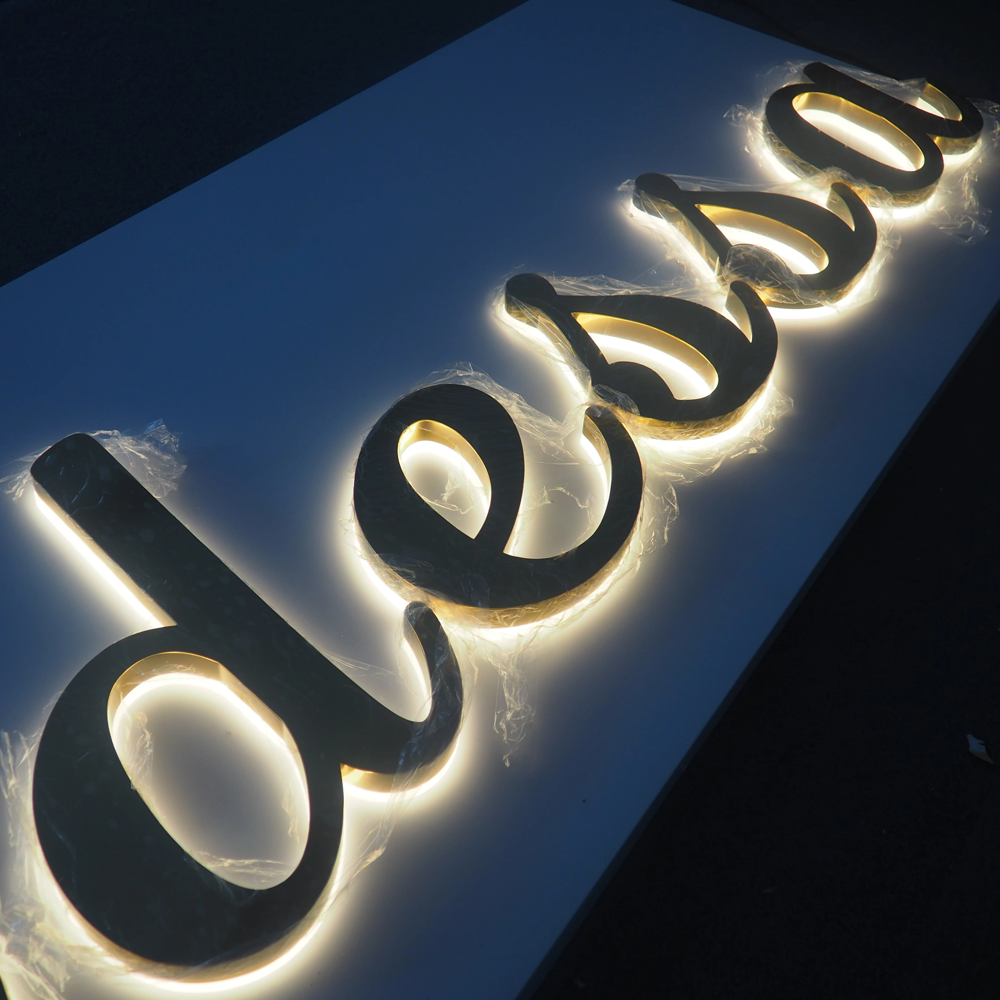 Outdoor indoor aluminium acrylic stainless steel backlit 3d sign letters back sign shop led signage backlit sign