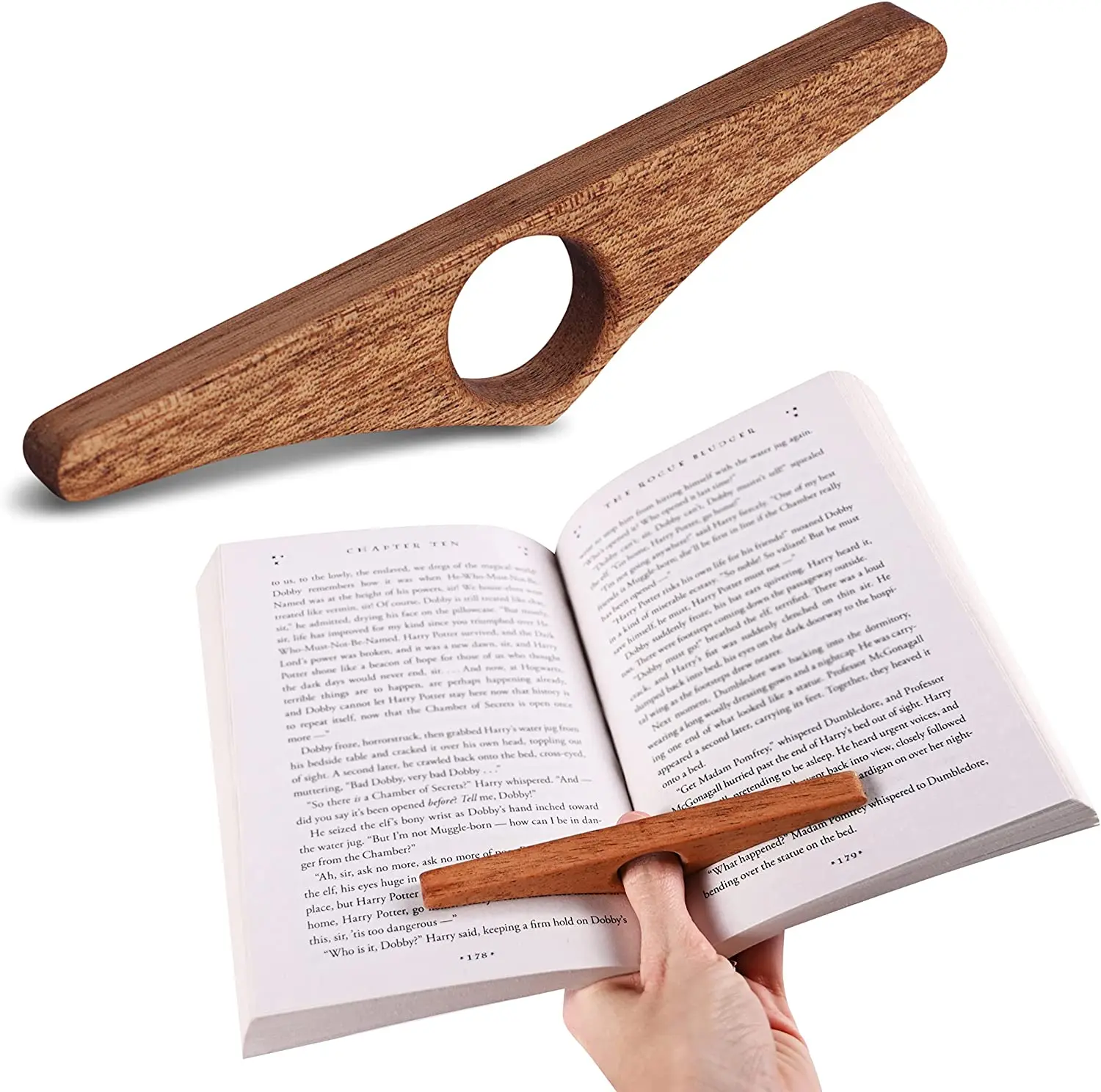 Handmade African Mahogany Novel Wooden Reading Accessory and Gift for Readers Wooden Book Page Holder