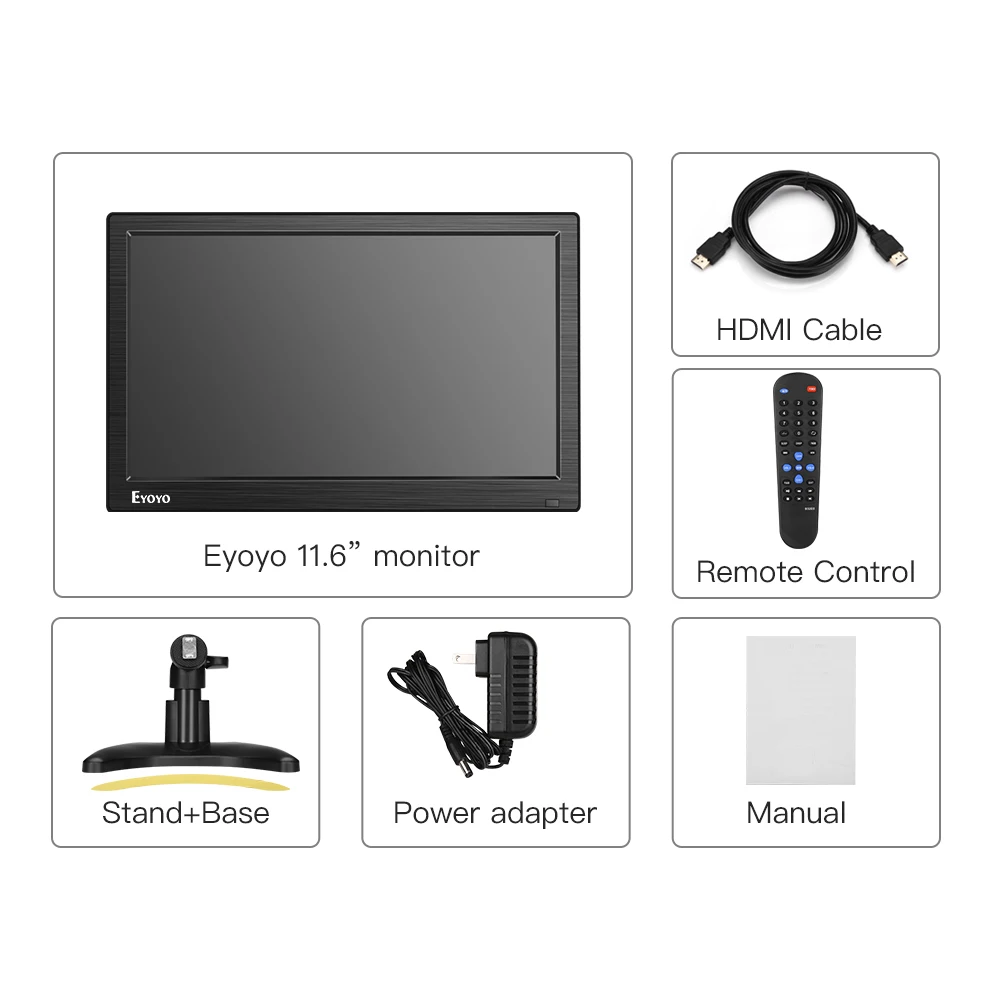 11 6 дюймовый ЖК-монитор 1366x768 w/ VGA BNC AV входы встроенный динамик Eyoyo портативный