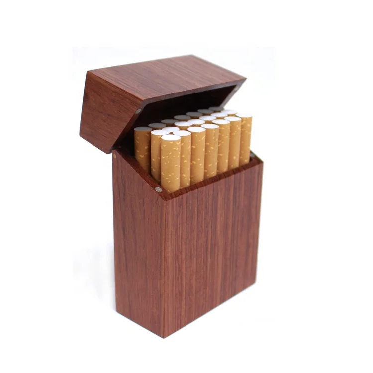 New Creative Wooden Cigarette Case Custom Logo Magnet Adsorption Clamshell Portable Wooden Cigarette Case