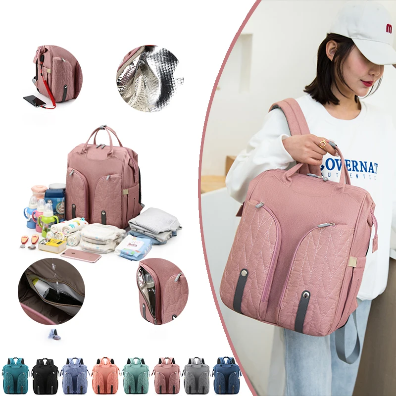 Factory Direct Sales 3 In 1 Newborn Luxury Portable Baby Crib Mother Bed Nappy Bag Usb Diaper Bag Backpack With Changing Station