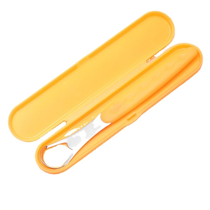 Hot Sale Customized Steel Tongue Cleaner Scraper Reusable 430 Stainless Steel Tongue Scraper With Handle