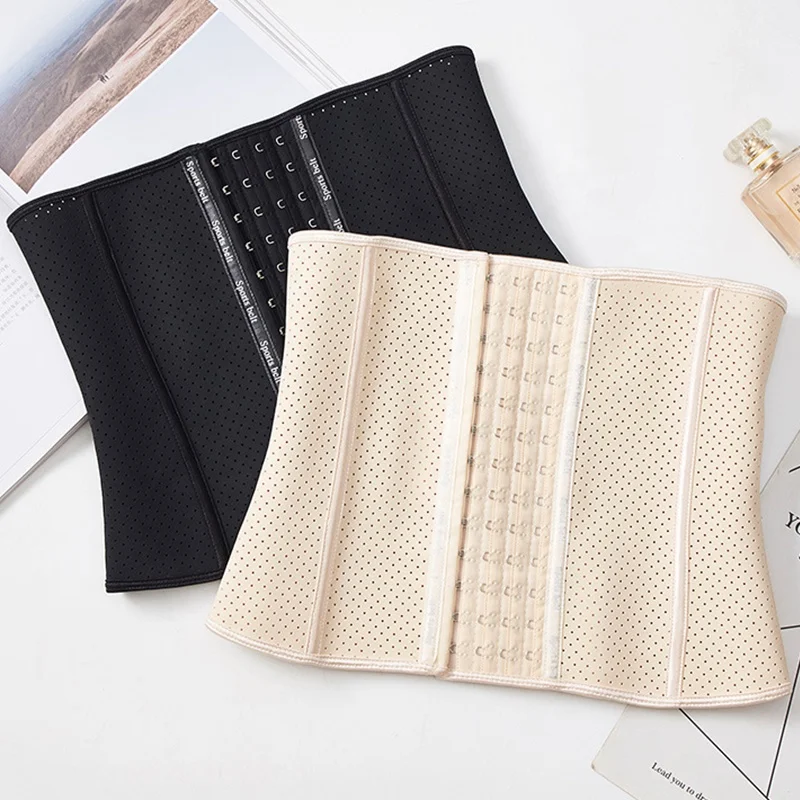 
3012 Women Underbust 9 Steel Boned 4 Rows Hooks Sport Girdle Waist Cincher Corset Shaper Breathable Latex Waist Trainer 