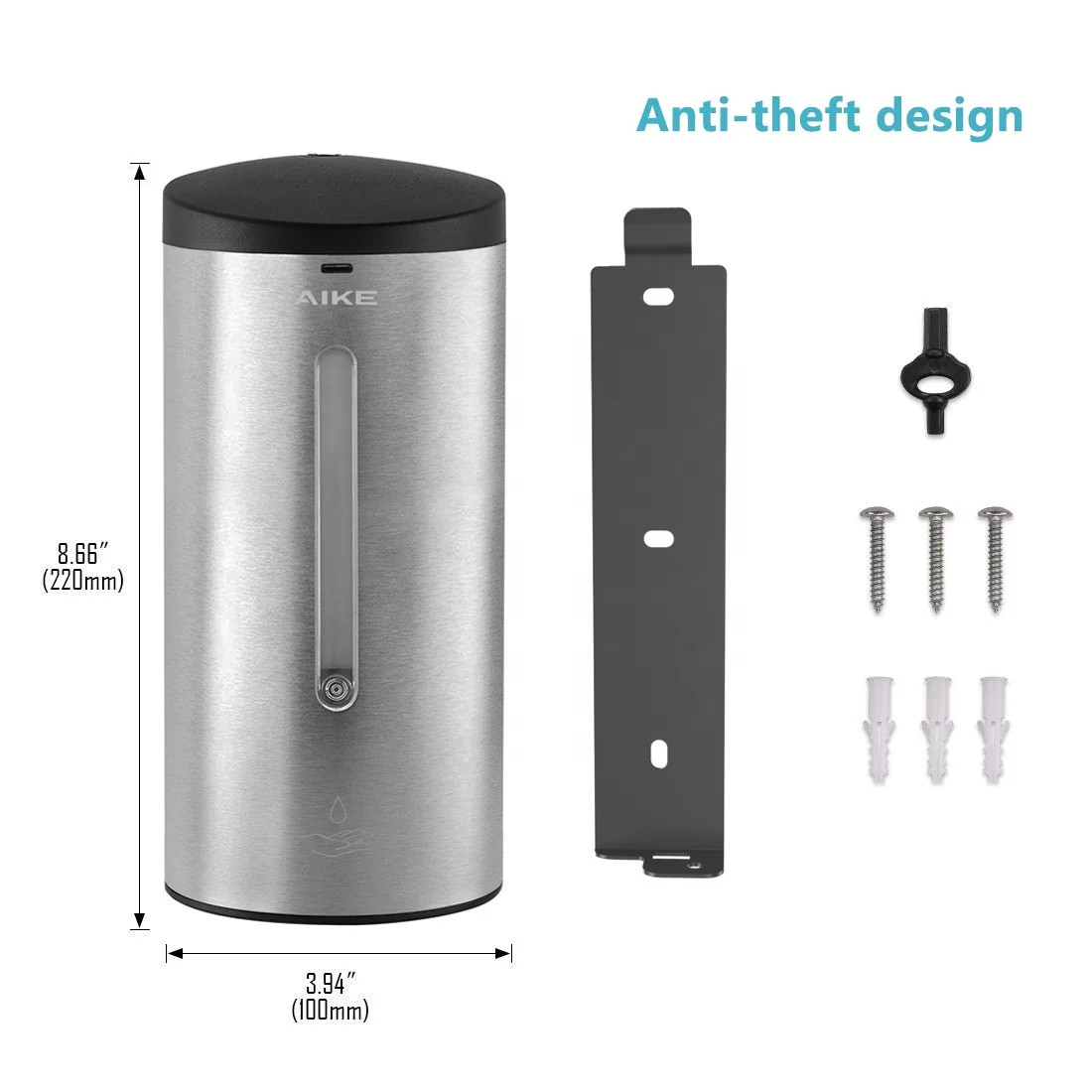 
AK1205 Infrared Touch-Free Stainless Steel 700ml automatic soap liquid dispenser for Store entrance 