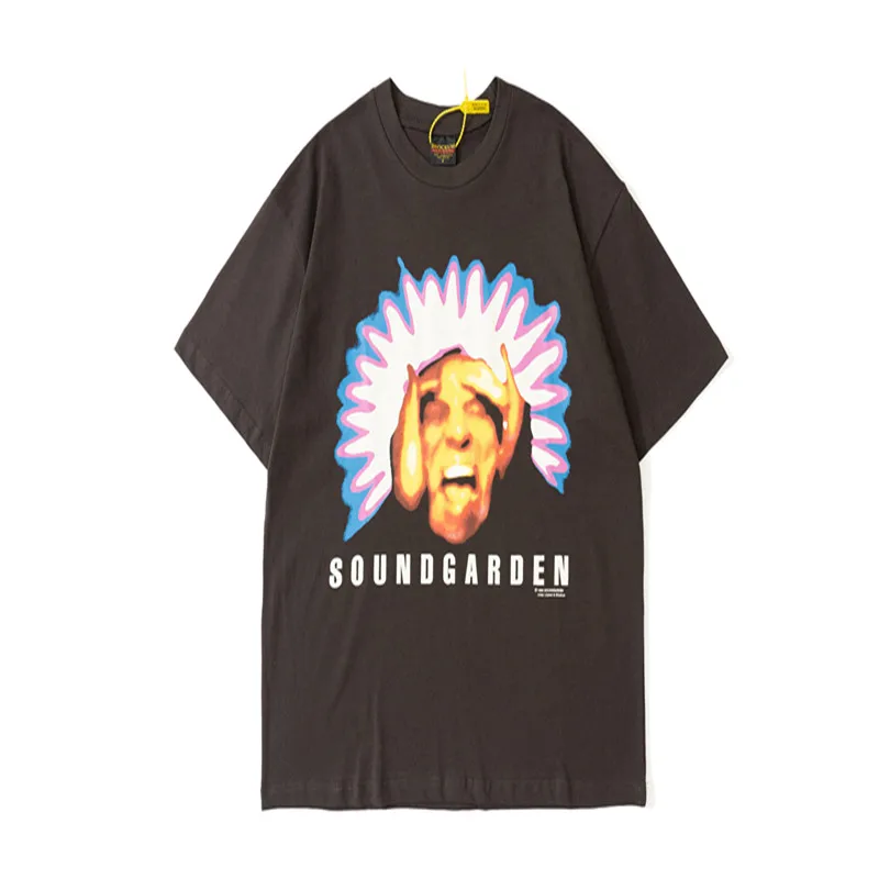 Men women couples soundgarden band same paragraph short sleeved summer refreshing breathable black cotton harajuku streetwear