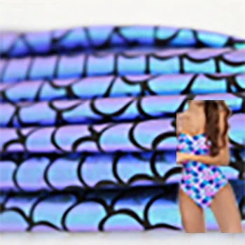 100%polyester Fish Scale Foil Polyester Print Fabric For Swimwear
