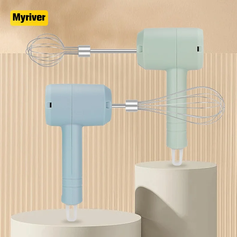 Myriver Mini Cordless Usb Rechargeable Kitchen Hand Blender With 2 Stainless Steel Beaters  Garlic Chopper For Egg Cake Cream