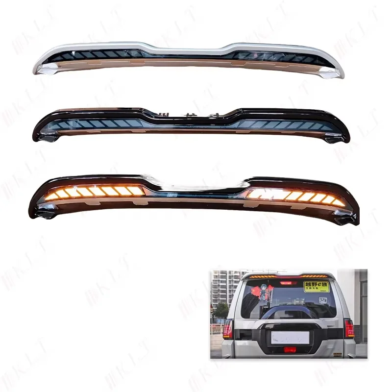 KLT Auto parts Plastic material with flowing lights modified rear led spoiler For Pajero V93 V97 2006-2020