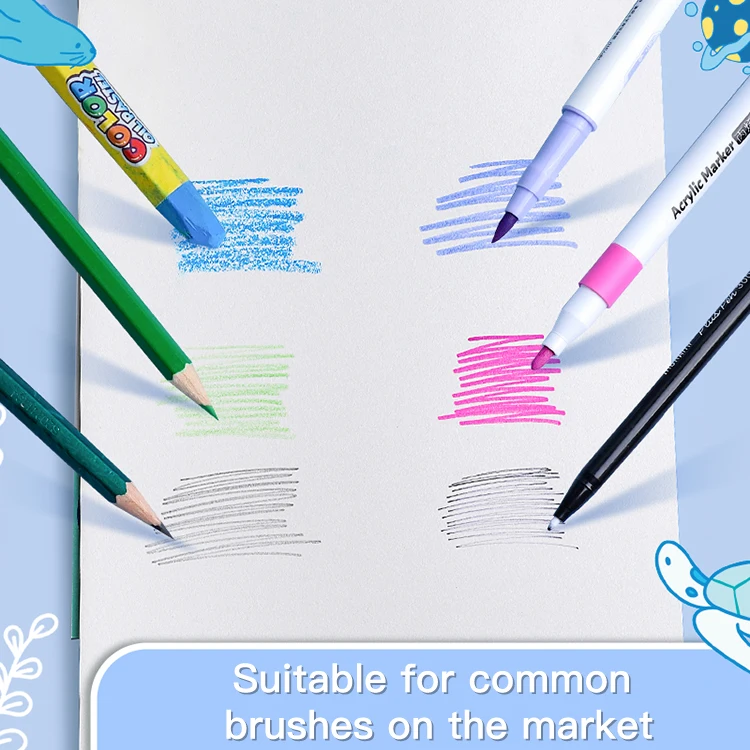 Eco-friendly diy coloring recyclable thick paper with pad kids four kinds water colour painting book