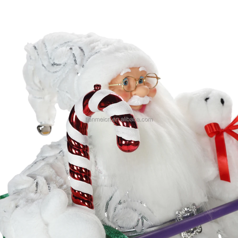 120cm sitting ladder stand santa claus Hug the bear christmas decoration supplies classic holiday ornaments christmas figurine