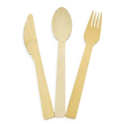 Hot sale personalized wholesale bamboo spoons forks knives flatwear/cutlery set for one use