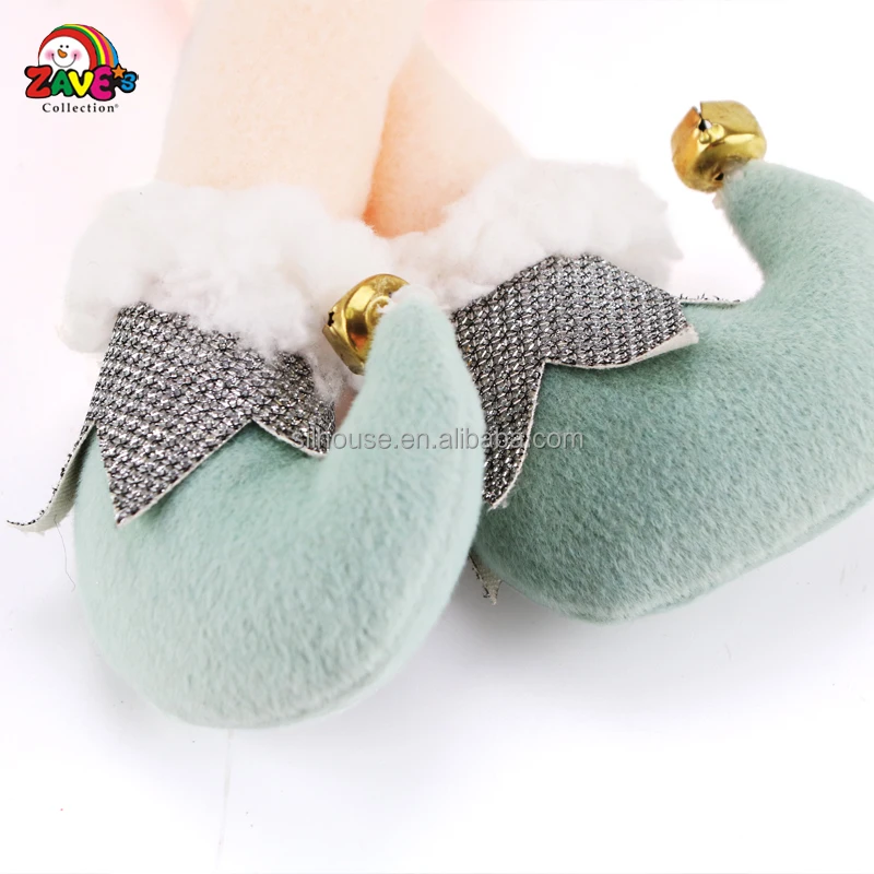 Traditional Christmas Gift Elf Pair Sitting for Home Indoor Decoration with Delicate Handmade Accessories