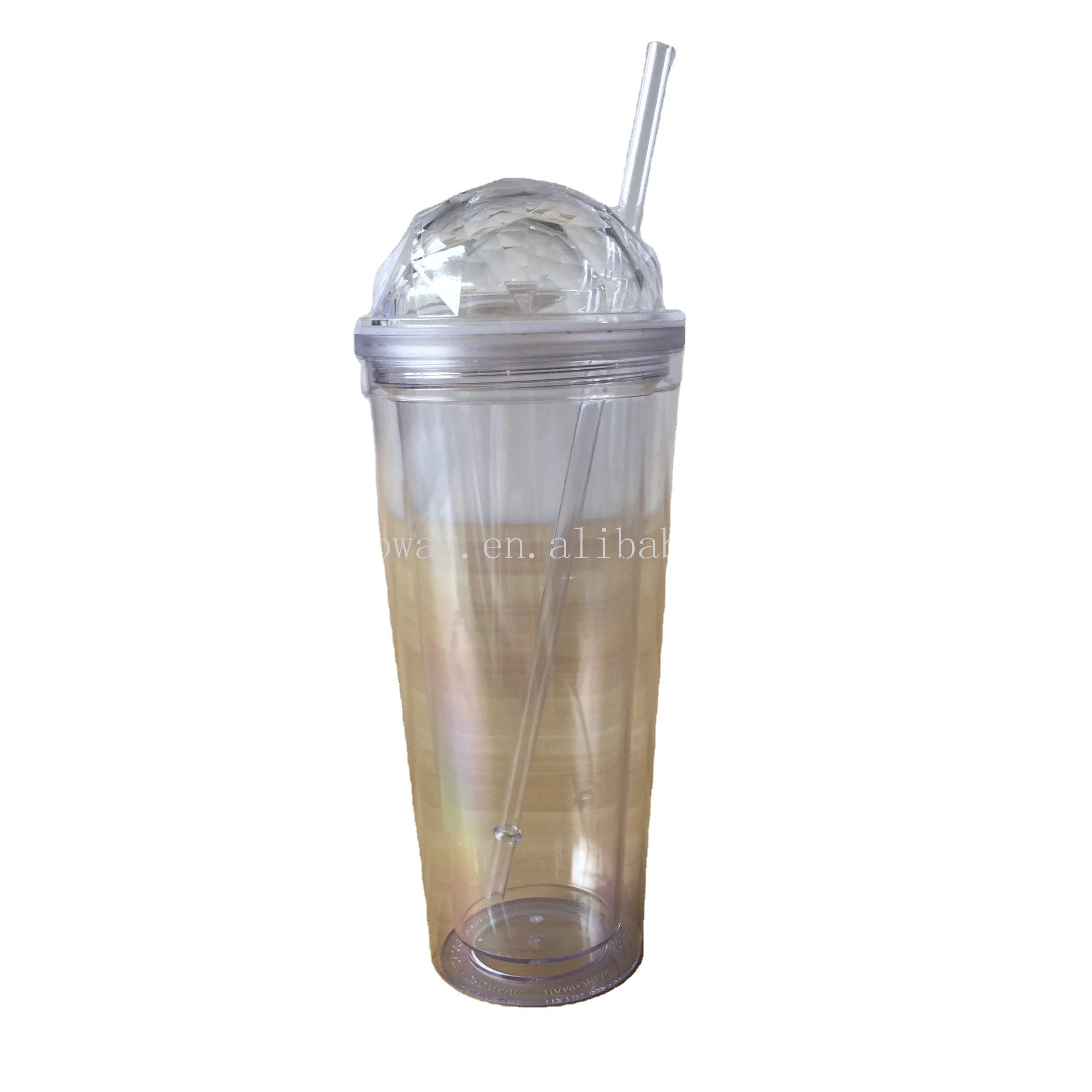 Wholesale custom double walled tumbler plastic clear acrylic clear water tumbler 20oz diamond lid tumbler cup