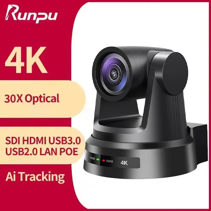 USD2098 Free Ship Broadcast Kit HK690-30=4 pcs SDI 4K 30X Optical Zoom PTZ Conference Camera AI track+a ip controller+poe switch