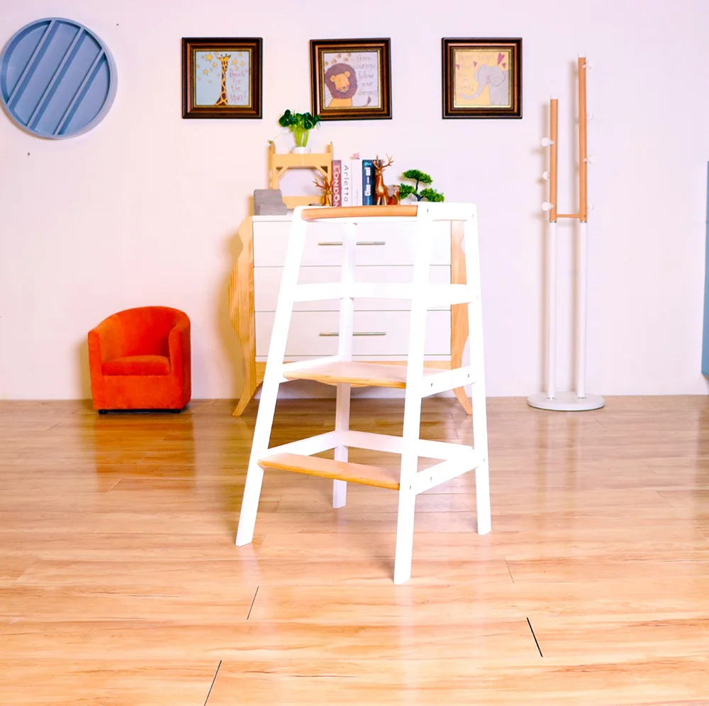 
Nashow LMLT-008 wooden white blue natural learning tower helper tower kitchen helper 