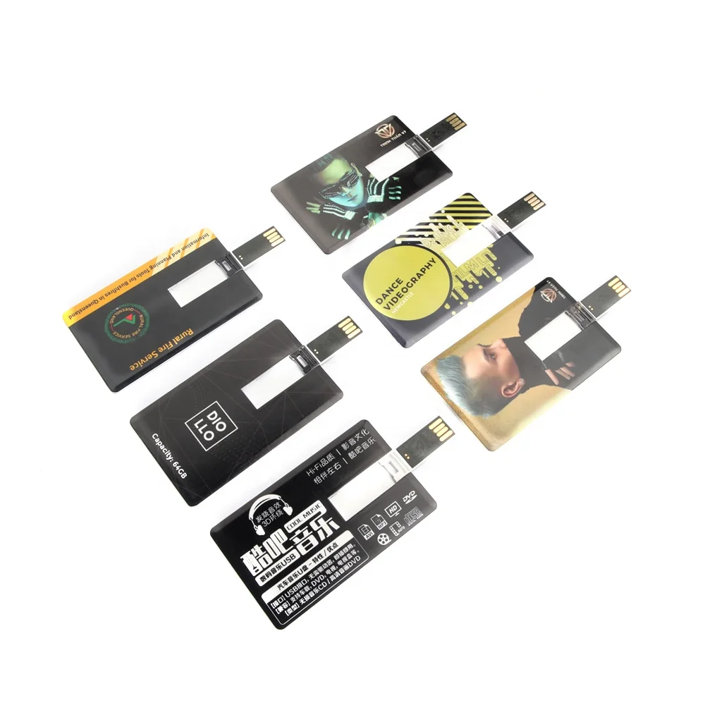 Customised greeting 2.0 promotion gift mini slim model 1gb white flit memory flash credit card usb type pen drives 32gb